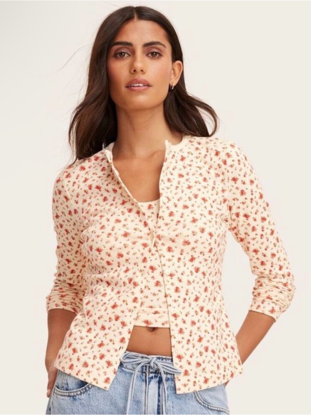 Parke x Target Floral Pointelle Cardigan Cream – Size Medium